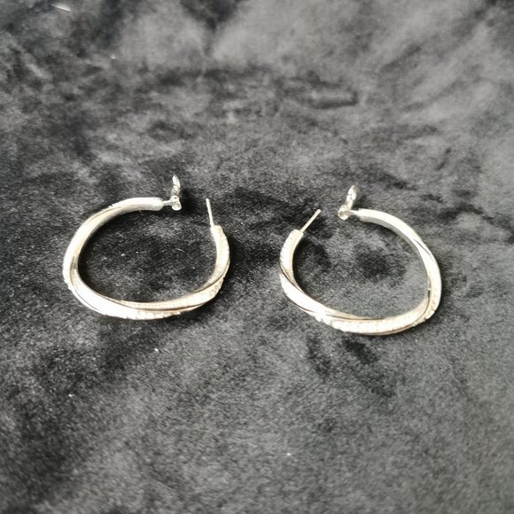 Hoop EARRINGS ring shape in sterling silver 925 and with crystals - Picture 2 of 5